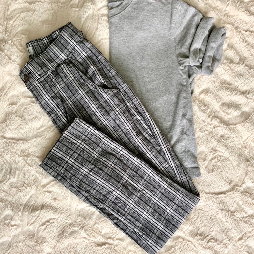 Hollister gray plaid crop trouser pant